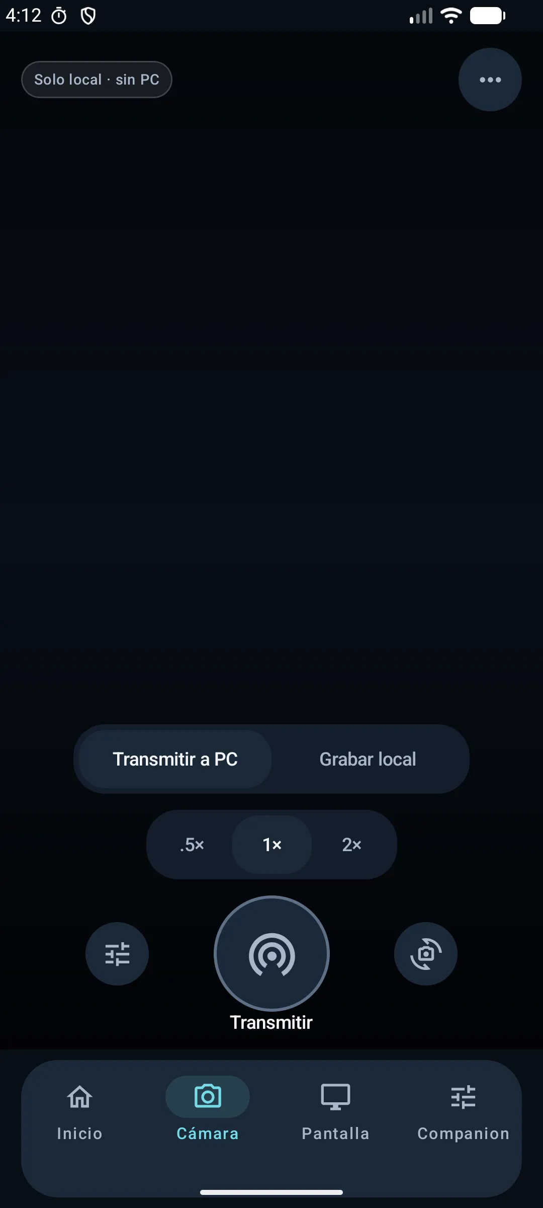Pantalla real de cámara de VoxFrame Pro Mobile